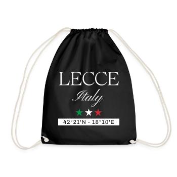 Lecce Italien Souvenir – Reise minimalistisch - Turnbeutel - Schwarz - Vorne