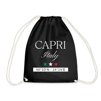 Capri Italien Souvenir – Reise minimalistisch - Turnbeutel - Schwarz - Vorne