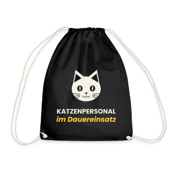 Katzenpersonal Shirt Lustig Katzenliebhaber Gesche - Turnbeutel - Schwarz - Vorne