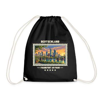 Deutschland Frankfurt am Main Vintage Reisemarke - Turnbeutel - Schwarz - Vorne