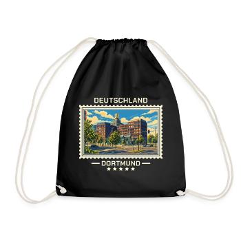 Deutschland Dortmund Vintage Reisemarke - Turnbeutel - Schwarz - Vorne