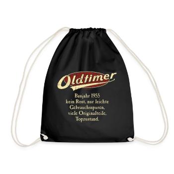Geburtstag Oldtimer Baujahr 1955 retro usedlook - Turnbeutel - Schwarz - Vorne