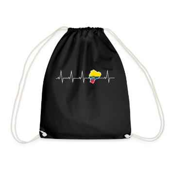 I love Ecuador - heartbeat - Drawstring Bag - black - Front