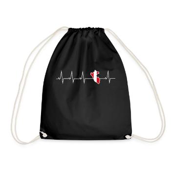 I love Peru - heartbeat - Drawstring Bag - black - Front