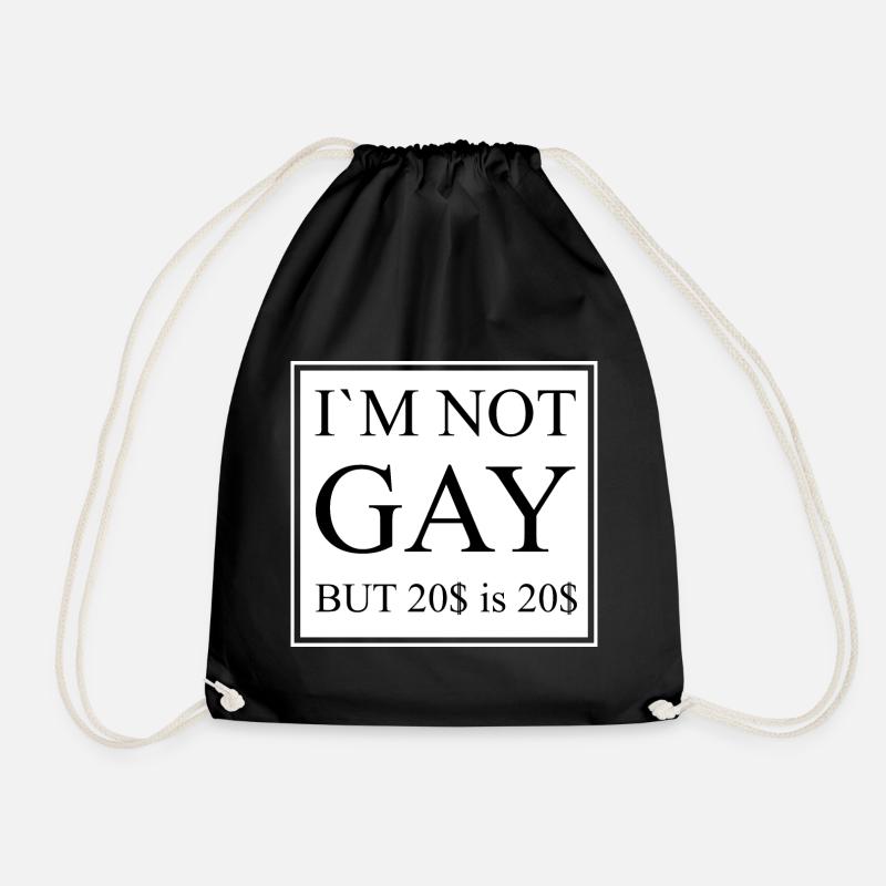 Im not gay - Drawstring Bag - black