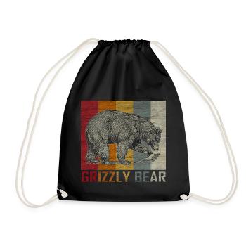 Bear Animal Grizzly Wilderness Gift - Drawstring Bag - black - Front