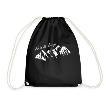 Off to the mountains hiking gift idea - Drawstring Bag - black - Front
