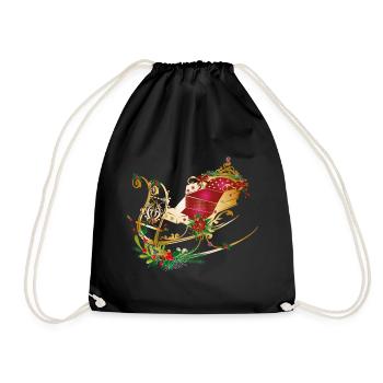 Pferdeschlitten weihnachtlich geschmückt - Turnbeutel - Schwarz - Vorne
