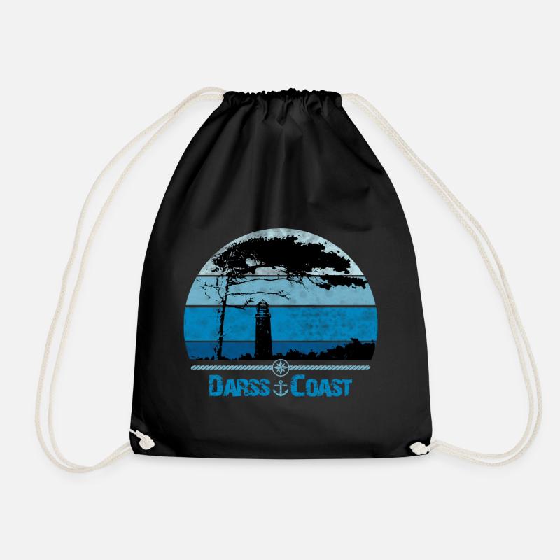 Darss Coast with windbreaker and lighthouse - Drawstring Bag - black