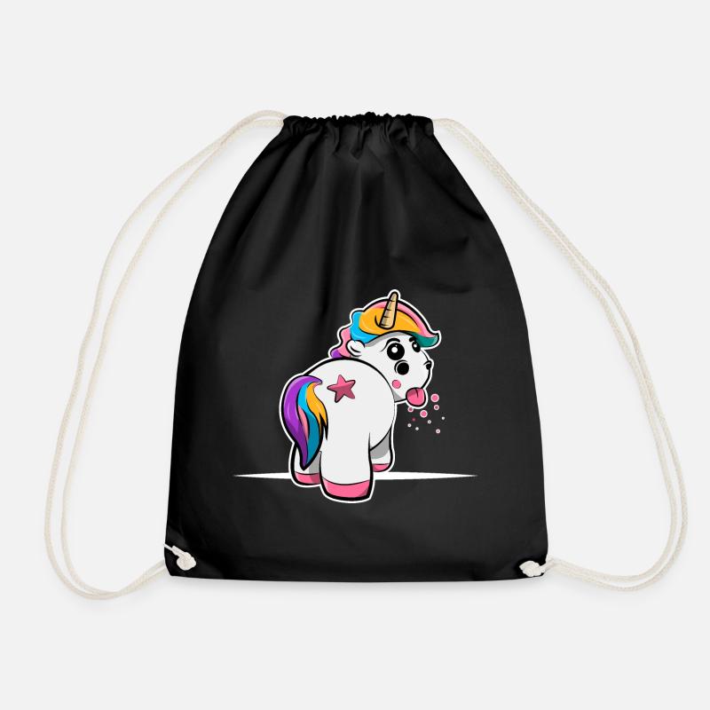 Magical Unicorn Grumpy - Drawstring Bag - black