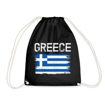 Distressed Greek Flag Graphic - Drawstring Bag - black - Front