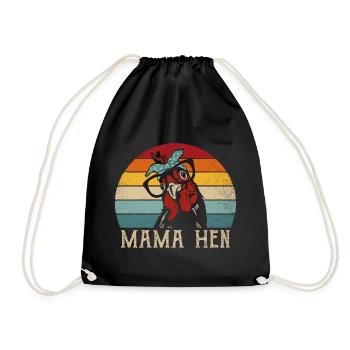 Mama Hen Funny Saying Poultry Chicken Hen Mutti - Drawstring Bag - black - Front