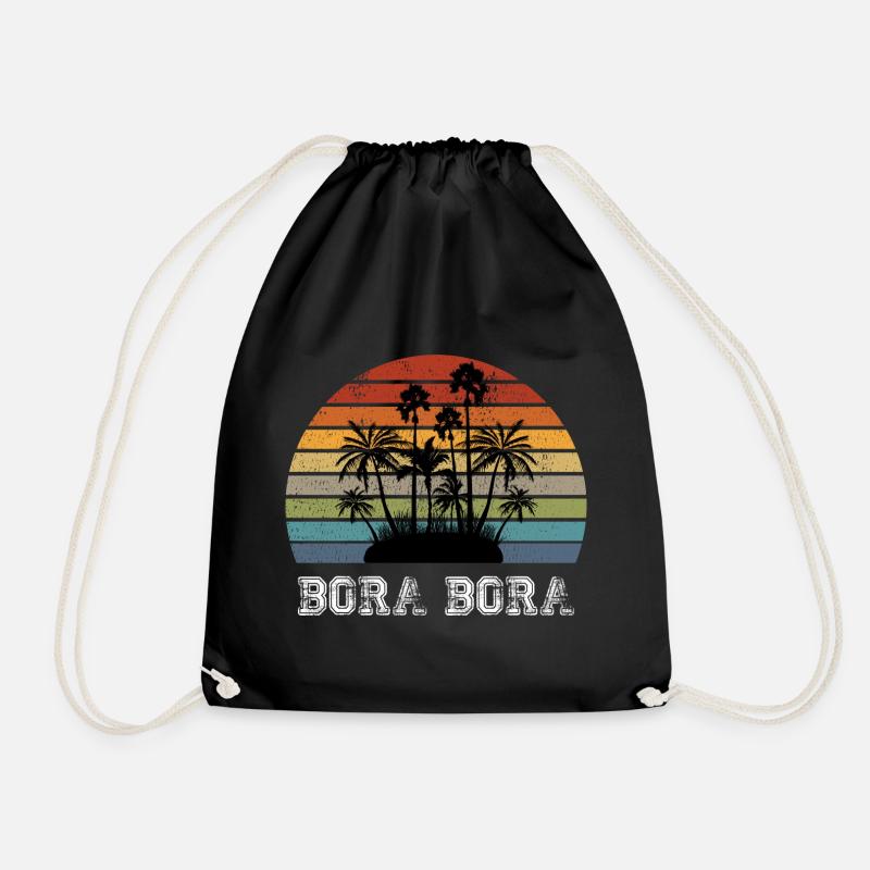 Bora Bora Vintage Design mit Palmen / Geschenk - Turnbeutel - Schwarz