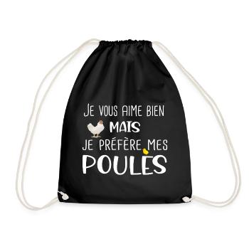 Poules poule poulailler ferme. Cadeau humour - Sac de sport léger - noir - Devant