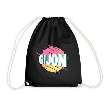 Gijon Spain City Font Vintage Retro - Drawstring Bag - black - Front