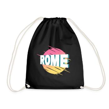 Rom Rome Italien Stadt Schrift Vintage Retro - Turnbeutel - Schwarz - Vorne