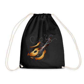 guitare acoustique 3D détruite dans des tons chauds - Sac de sport léger - noir - Devant