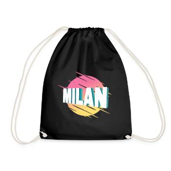 Mailand Milan Italien Stadt Schrift Vintage Retro - Turnbeutel - Schwarz - Vorne