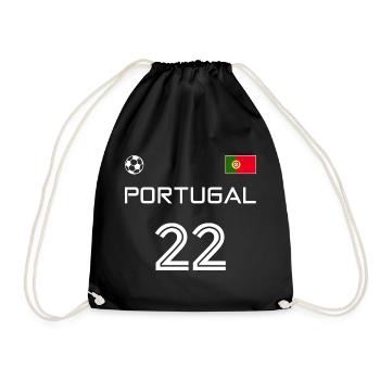 Portugal 2022 Portuguese Football Fan Jersey - Drawstring Bag - black - Front