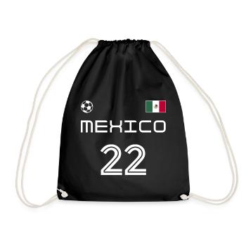 México 2022 Mexiko Trikot Fussball Fan - Turnbeutel - Schwarz - Vorne