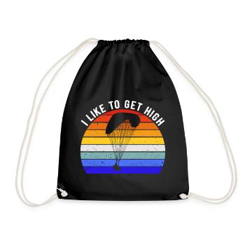 Paragliding Lover - I Like To Get High II - Drawstring Bag - black - Front