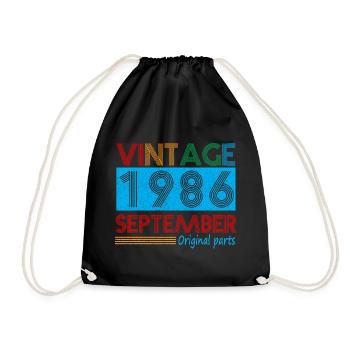 Vintage September 1986 39 Year Old Birthday Gifts - Drawstring Bag - black - Front