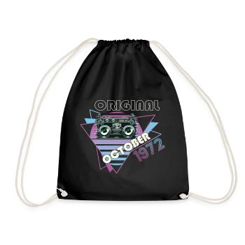 Vintage 1972 Cadeau d’anniversaire Cassette Rétro - Sac de sport léger - noir - Devant