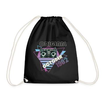 Vintage 1982 40 Cadeau Anniversaire Rétro Cassette - Sac de sport léger - noir - Devant
