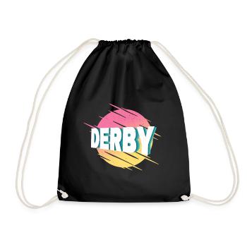 Derby England Great Britain UK City Font - Drawstring Bag - black - Front