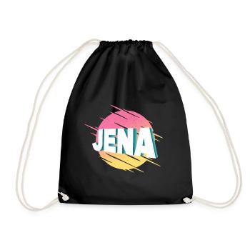 Jena Germany City Font Vintage Retro - Drawstring Bag - black - Front
