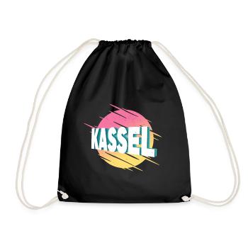 Kassel Germany City Font Vintage Retro - Drawstring Bag - black - Front