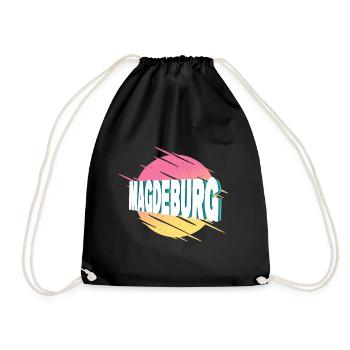 Magdeburg Deutschland Stadt Schrift Vintage Retro - Turnbeutel - Schwarz - Vorne