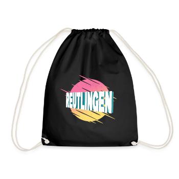 Reutlingen Germany City Font Vintage Retro - Drawstring Bag - black - Front
