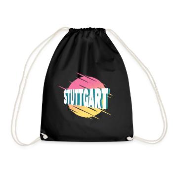 Stuttgart Germany City Font Vintage Retro - Drawstring Bag - black - Front