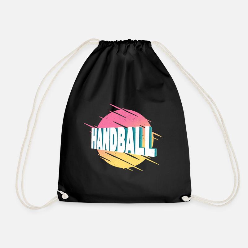 Handball Handball Player Handball Player Vintage Retro - Drawstring Bag - black