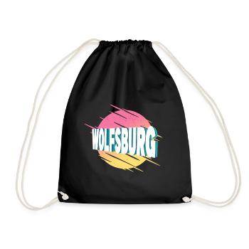 Wolfsburg Germany City Font Vintage Retro - Drawstring Bag - black - Front