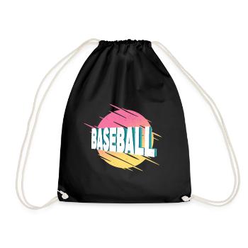 Baseball Sports Font Vintage Retro Home Run - Drawstring Bag - black - Front