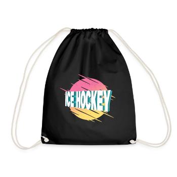 Eishockey Ice Hockey Spieler Vintage Retro Bunt - Turnbeutel - Schwarz - Vorne