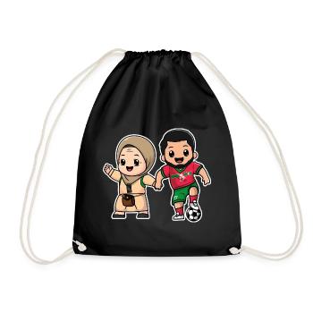 Moroccan player with his mother Morocco Football Gift - Drawstring Bag - black - Front