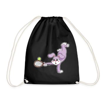 Rabbit Tennis Racket Sport - Drawstring Bag - black - Front