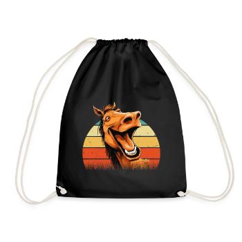 Laughing Horse Funny Funny Humor Crazy Ugly - Drawstring Bag - black - Front
