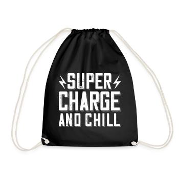 Supercharge And Chill - für Elektro Auto Fans - Turnbeutel - Schwarz - Vorne