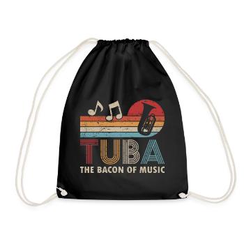 Retro Tuba Brass Music Tuba Player Tubist - Drawstring Bag - black - Front