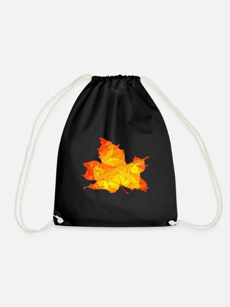 Polygonales Herbst Ahorn Baum Blatt Poly Kunst - Turnbeutel - Schwarz