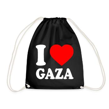 I love gaza - Drawstring Bag - black - Front