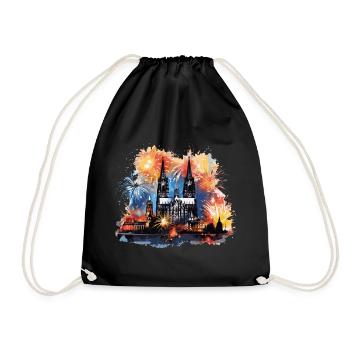 Happy New Year with fireworks in Cologne - Drawstring Bag - black - Front