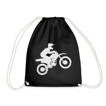 Motocross Dirt Bike Rider Motorcycle - Drawstring Bag - black - Front