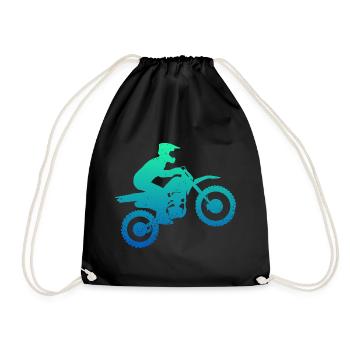Motocross Dirt Bike Rider Motorcycle - Drawstring Bag - black - Front