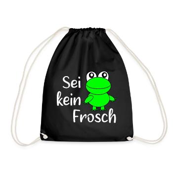 Fasching, Karneval, Kostüm, Frosch - Turnbeutel - Schwarz - Vorne