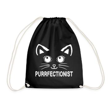 Cat face - Drawstring Bag - black - Front